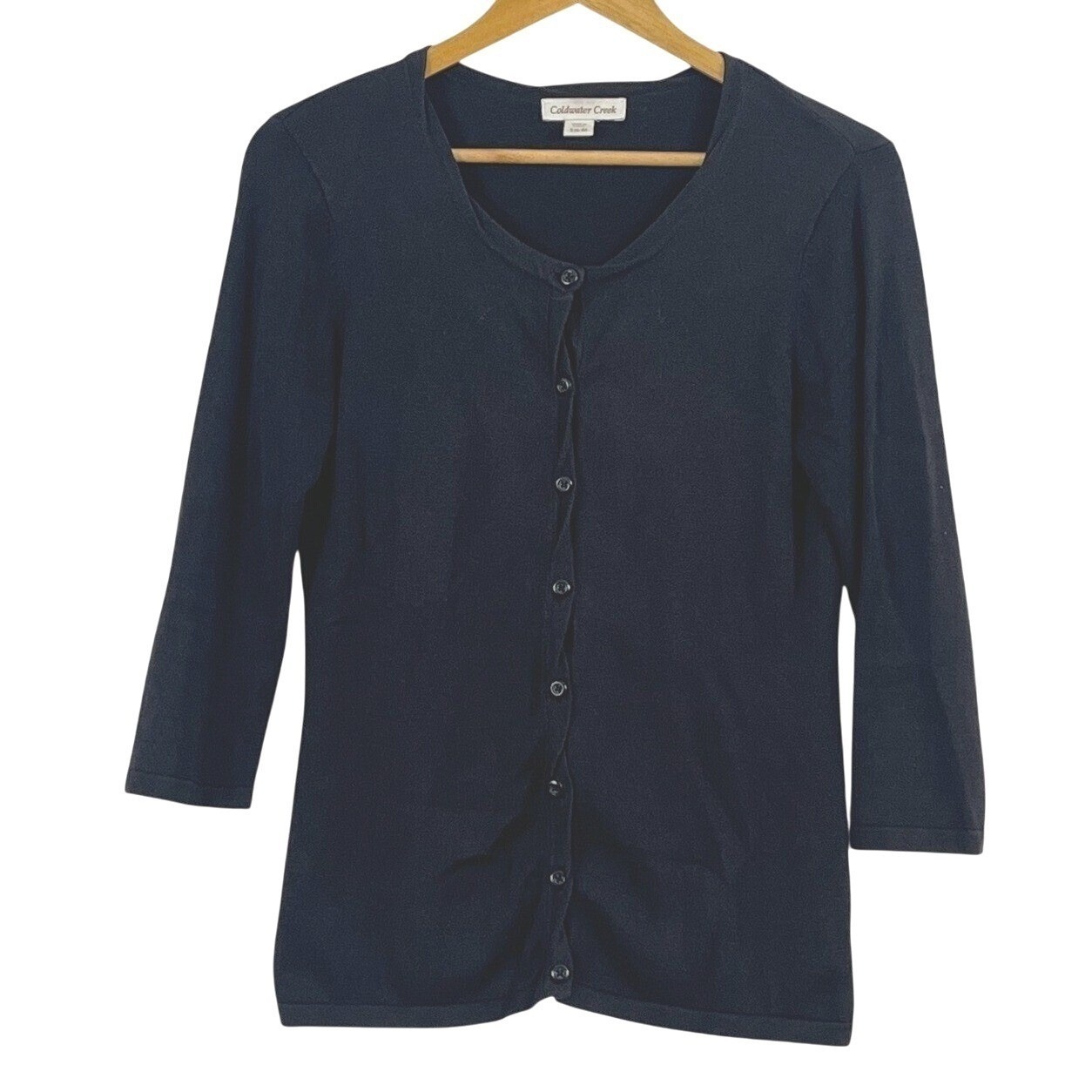 Coldwater Creek Black Silk Blend Twist Front Cardigan Sweater Small Woman's